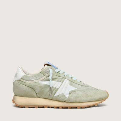 Golden Goose Marathon Sneaker In Sage-Green Nylon With White Star Golden Goose Marathon Sneaker In Sage-Green Nylon With White Star