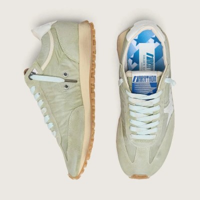 Golden Goose Marathon Sneaker In Sage-Green Nylon With White Star Golden Goose Marathon Sneaker In Sage-Green Nylon With White Star