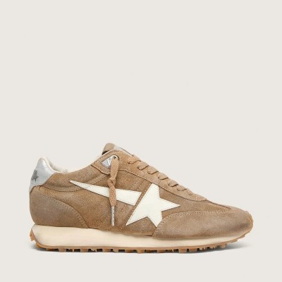 Golden Goose Marathon Sneaker In Tobacco Suede With White Star Golden Goose Marathon Sneaker In Tobacco Suede With White Star