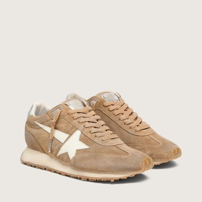 Golden Goose Marathon Sneaker In Tobacco Suede With White Star Golden Goose Marathon Sneaker In Tobacco Suede With White Star