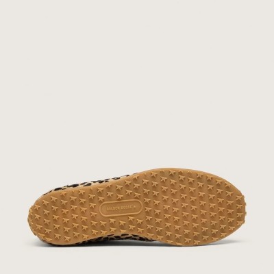 Golden Goose Marathon Speed Sneaker In Beige And Black Leopard-Print Pony Skin With Black Leather Star Golden Goose Marathon Speed Sneaker In Beige And Black Leopard-Print Pony Skin With Black Leather Star