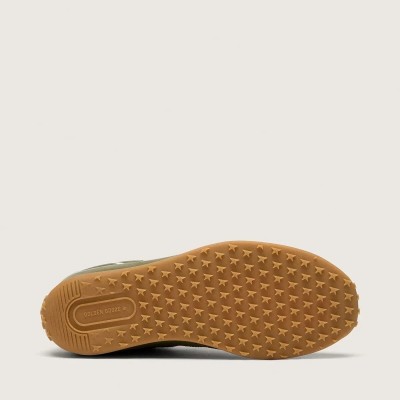 Golden Goose Marathon Speed Sneaker In Olive-Green Leather With Cream Star Golden Goose Marathon Speed Sneaker In Olive-Green Leather With Cream Star