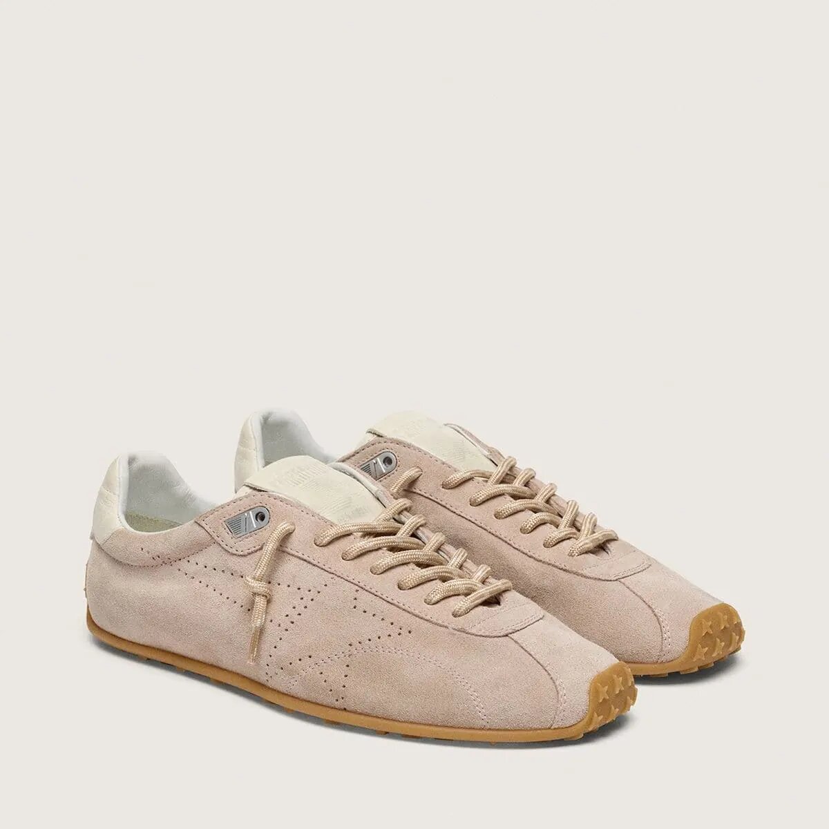 Golden Goose Marathon Speed Sneaker In Pink Suede With Perforated Star And White Leather Heel Tab Golden Goose Marathon Speed Sneaker In Pink Suede With Perforated Star And White Leather Heel Tab