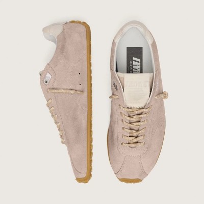 Golden Goose Marathon Speed Sneaker In Pink Suede With Perforated Star And White Leather Heel Tab Golden Goose Marathon Speed Sneaker In Pink Suede With Perforated Star And White Leather Heel Tab