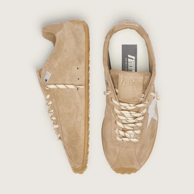 Golden Goose Marathon Speed Sneaker With Tobacco Suede Upper And Silver Star Golden Goose Marathon Speed Sneaker With Tobacco Suede Upper And Silver Star
