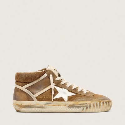 Golden Goose Mid Star Lab Sneaker In Rust-Colored Suede With A White Leather Star Golden Goose Mid Star Lab Sneaker In Rust-Colored Suede With A White Leather Star