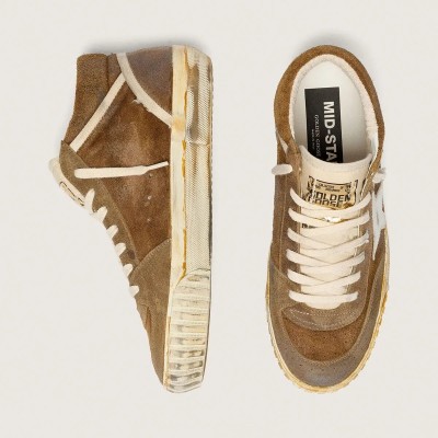 Golden Goose Mid Star Lab Sneaker In Rust-Colored Suede With A White Leather Star Golden Goose Mid Star Lab Sneaker In Rust-Colored Suede With A White Leather Star