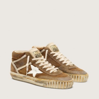 Golden Goose Mid Star Lab Sneaker In Rust-Colored Suede With A White Leather Star