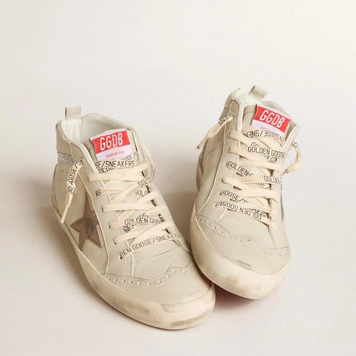 Golden Goose Mid Star Ltd Sneaker With Bronze Leather Star And Swarovski Crystal Flash Golden Goose Mid Star Ltd Sneaker With Bronze Leather Star And Swarovski Crystal Flash