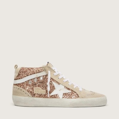 Golden Goose Mid Star Sneaker With Pink Glitter Golden Goose Mid Star Sneaker With Pink Glitter
