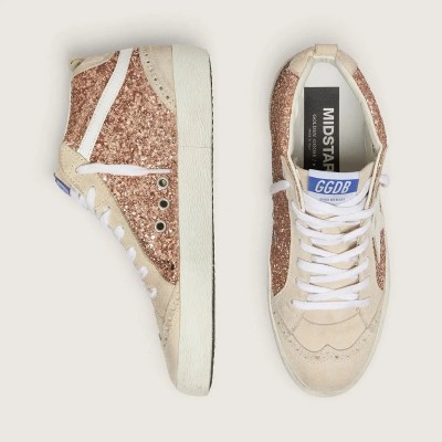 Golden Goose Mid Star Sneaker With Pink Glitter Golden Goose Mid Star Sneaker With Pink Glitter