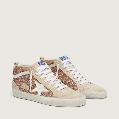 Golden Goose Mid Star Sneaker With Pink Glitter Golden Goose Mid Star Sneaker With Pink Glitter