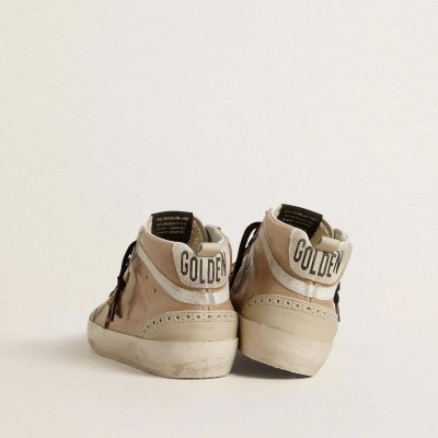 Golden Goose Mid Star Sneaker In Beige Naplak Leather With Leopard-Print Pony Skin Star Golden Goose Mid Star Sneaker In Beige Naplak Leather With Leopard-Print Pony Skin Star