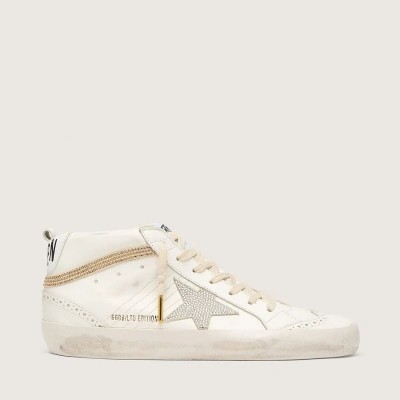 Golden Goose Mid Star Sneaker With Star And Heel Tab Sneaker In Suede With Swarovski Crystals Golden Goose Mid Star Sneaker With Star And Heel Tab Sneaker In Suede With Swarovski Crystals