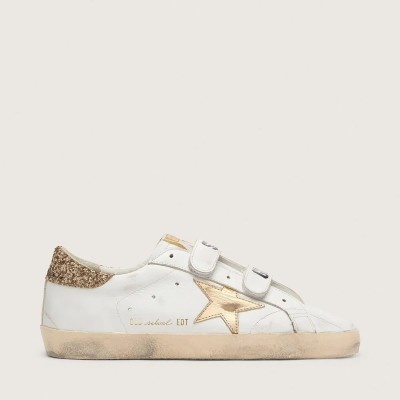 Golden Goose Old School Sneaker With Gold Star Sneaker In Laminated Leather Golden Goose Old School Sneaker With Gold Star Sneaker In Laminated Leather