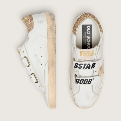 Golden Goose Old School Sneaker With Gold Star Sneaker In Laminated Leather Golden Goose Old School Sneaker With Gold Star Sneaker In Laminated Leather