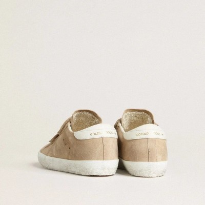 Golden Goose Old School Sneaker In Beige Suede With White Leather Heel Tab Golden Goose Old School Sneaker In Beige Suede With White Leather Heel Tab