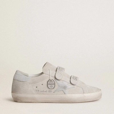 Golden Goose Old School Sneaker In Light Gray Suede With A Leather Star Sneaker With Micro-Glitter Golden Goose Old School Sneaker In Light Gray Suede With A Leather Star Sneaker With Micro-Glitter