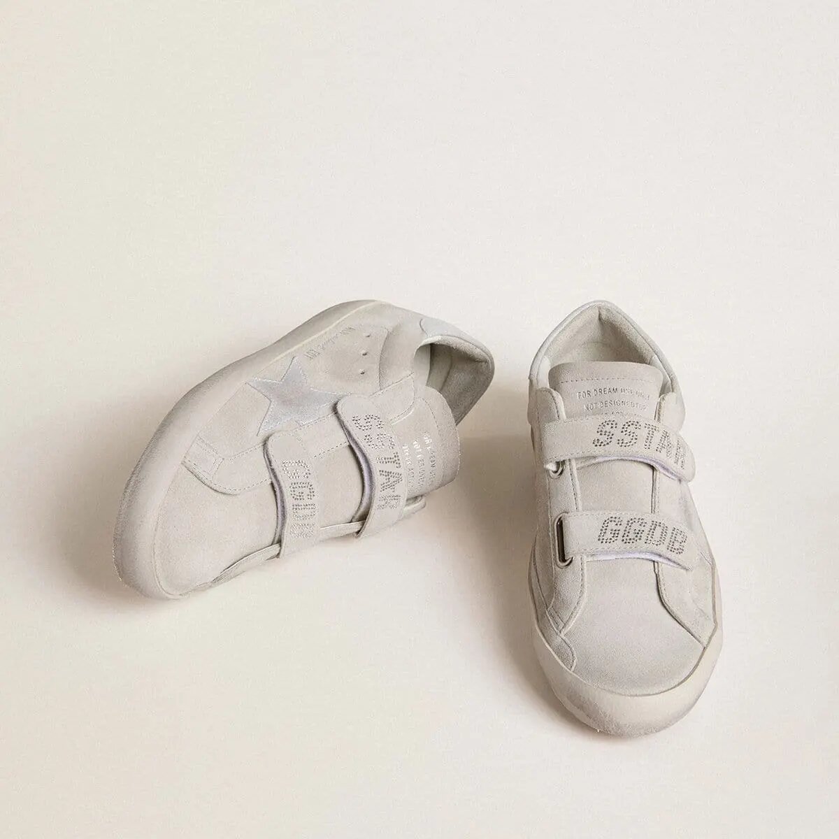 Golden Goose Old School Sneaker In Light Gray Suede With A Leather Star Sneaker With Micro-Glitter Golden Goose Old School Sneaker In Light Gray Suede With A Leather Star Sneaker With Micro-Glitter