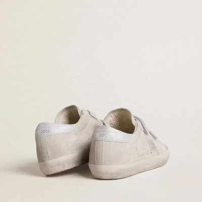 Golden Goose Old School Sneaker In Light Gray Suede With A Leather Star Sneaker With Micro-Glitter Golden Goose Old School Sneaker In Light Gray Suede With A Leather Star Sneaker With Micro-Glitter