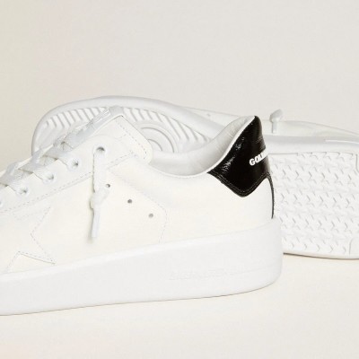 Golden Goose Purestar Sneaker With Leather Star And Black Patent Leather Heel Tab Golden Goose Purestar Sneaker With Leather Star And Black Patent Leather Heel Tab