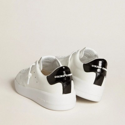 Golden Goose Purestar Sneaker With Leather Star And Black Patent Leather Heel Tab Golden Goose Purestar Sneaker With Leather Star And Black Patent Leather Heel Tab