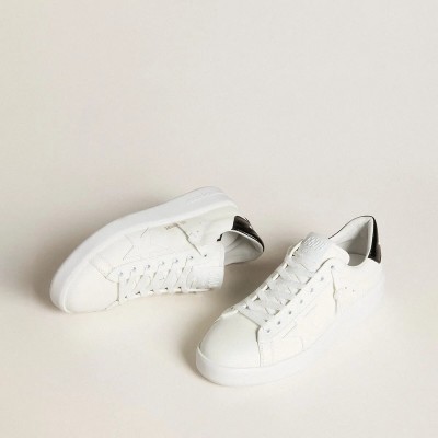 Golden Goose Purestar Sneaker With Leather Star And Black Patent Leather Heel Tab