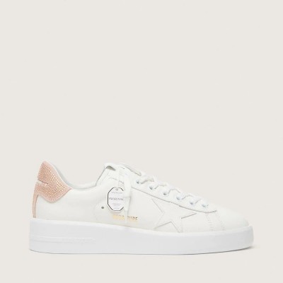 Golden Goose Purestar Sneaker With Leather Star And Suede Heel Tab With Swarovski Crystals Golden Goose Purestar Sneaker With Leather Star And Suede Heel Tab With Swarovski Crystals