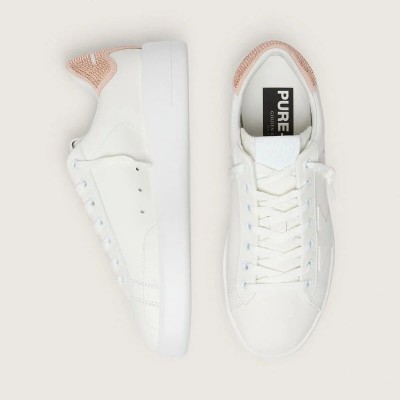 Golden Goose Purestar Sneaker With Leather Star And Suede Heel Tab With Swarovski Crystals Golden Goose Purestar Sneaker With Leather Star And Suede Heel Tab With Swarovski Crystals