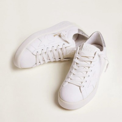 Golden Goose Purestar Sneakers With Glittery Silver Heel Tab