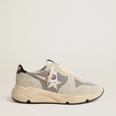 Golden Goose Running Sole Embellished Sneaker With Swarovski Crystals And Ivory Star Golden Goose Running Sole Embellished Sneaker With Swarovski Crystals And Ivory Star