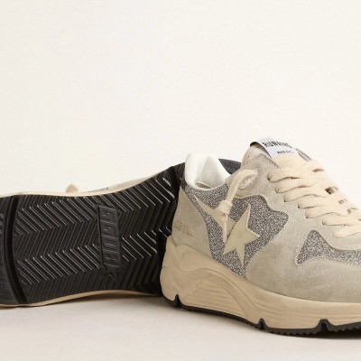 Golden Goose Running Sole Embellished Sneaker With Swarovski Crystals And Ivory Star Golden Goose Running Sole Embellished Sneaker With Swarovski Crystals And Ivory Star