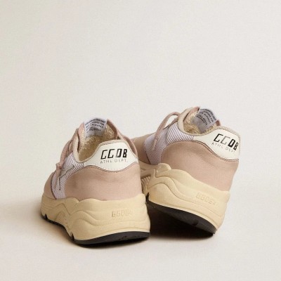 Golden Goose Running Sole Sneaker In Mesh And Nubuck With Silver Metallic Leather Star Golden Goose Running Sole Sneaker In Mesh And Nubuck With Silver Metallic Leather Star