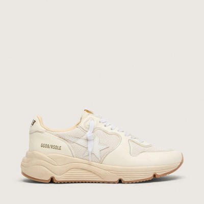 Golden Goose Running Sole Sneaker In Mesh And White Nappa