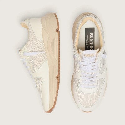 Golden Goose Running Sole Sneaker In Mesh And White Nappa