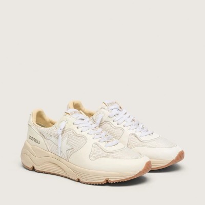 Golden Goose Running Sole Sneaker In Mesh And White Nappa Golden Goose Running Sole Sneaker In Mesh And White Nappa