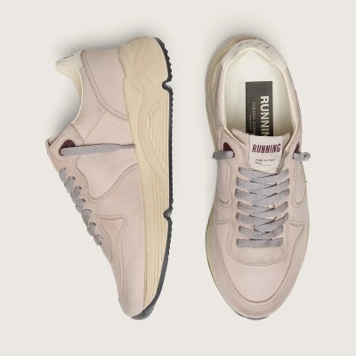 Golden Goose Running Sole Sneaker In Powder-Pink Leather With Silver Star Golden Goose Running Sole Sneaker In Powder-Pink Leather With Silver Star