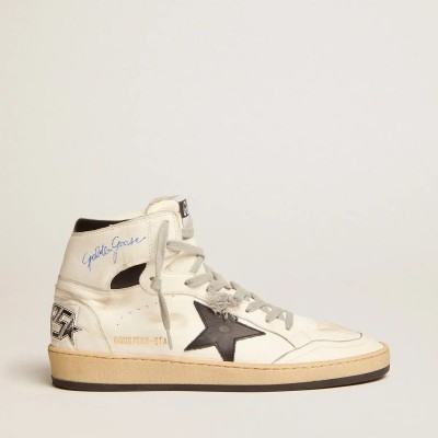 Golden Goose Sky-Star Sneaker With Signature On The Ankle And Black Inserts Golden Goose Sky-Star Sneaker With Signature On The Ankle And Black Inserts
