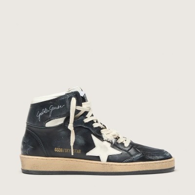 Golden Goose Sky-Star Sneaker In Black Nappa With White Star Golden Goose Sky-Star Sneaker In Black Nappa With White Star