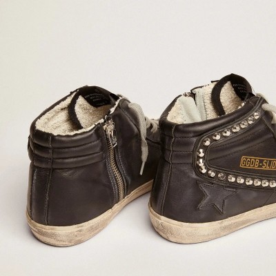 Golden Goose Slide Sneaker Black With Studs Golden Goose Slide Sneaker Black With Studs