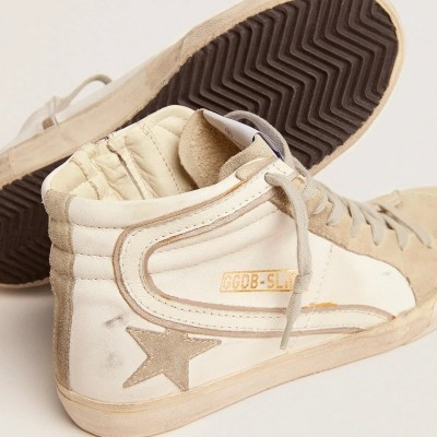 Golden Goose Slide Sneaker With Ice-Gray Suede Star And White Flash Golden Goose Slide Sneaker With Ice-Gray Suede Star And White Flash