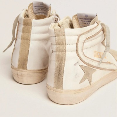Golden Goose Slide Sneaker With Ice-Gray Suede Star And White Flash Golden Goose Slide Sneaker With Ice-Gray Suede Star And White Flash