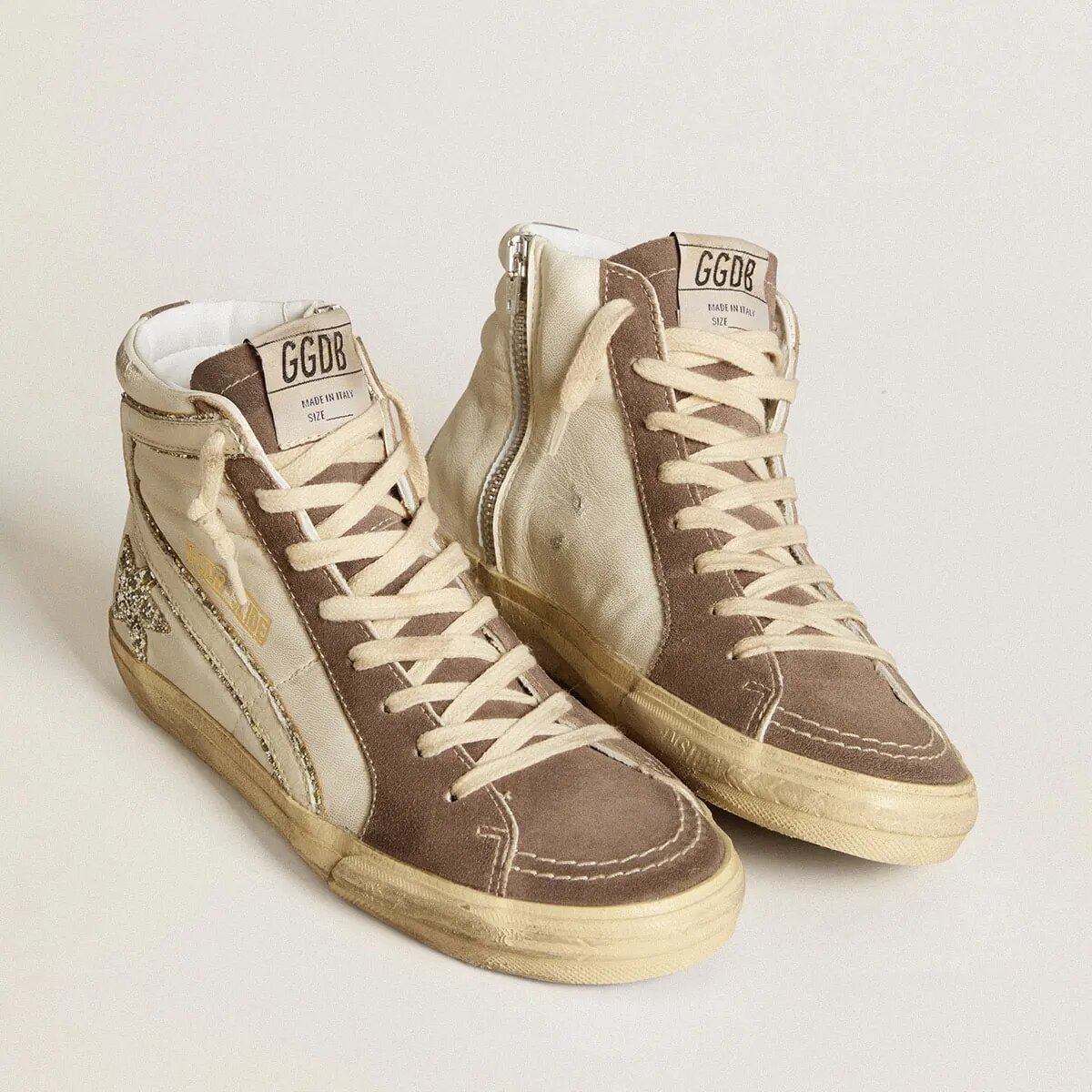 Golden Goose Slide Sneaker In Nappa With Glitter Star And Patent Leather Flash Golden Goose Slide Sneaker In Nappa With Glitter Star And Patent Leather Flash