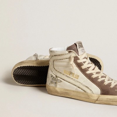 Golden Goose Slide Sneaker In Nappa With Glitter Star And Patent Leather Flash Golden Goose Slide Sneaker In Nappa With Glitter Star And Patent Leather Flash