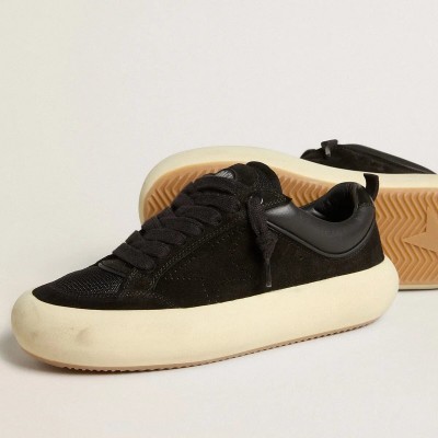 Golden Goose Space-Star Cube Sneaker In Black Suede With Perforated Star Golden Goose Space-Star Cube Sneaker In Black Suede With Perforated Star