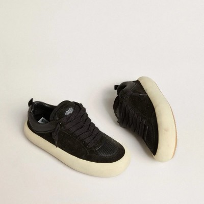 Golden Goose Space-Star Cube Sneaker In Black Suede With Perforated Star Golden Goose Space-Star Cube Sneaker In Black Suede With Perforated Star