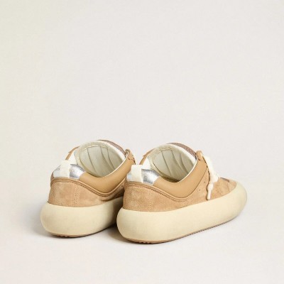 Golden Goose Space-Star Cube Sneaker In Tobacco Suede With Perforated Star Golden Goose Space-Star Cube Sneaker In Tobacco Suede With Perforated Star