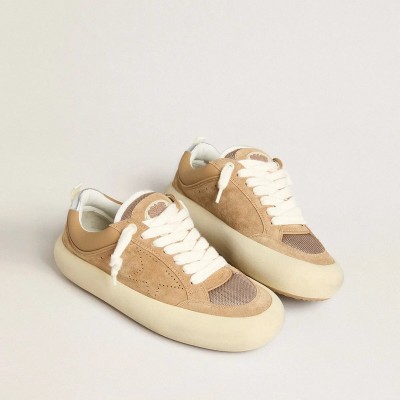 Golden Goose Space-Star Cube Sneaker In Tobacco Suede With Perforated Star Golden Goose Space-Star Cube Sneaker In Tobacco Suede With Perforated Star