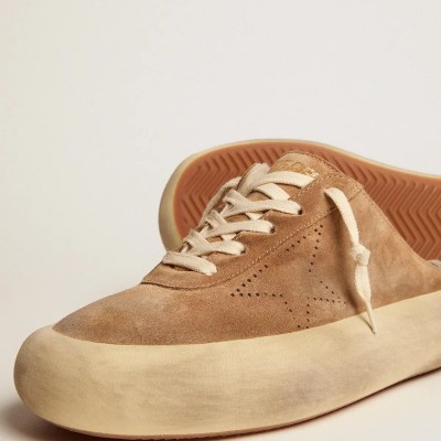 Golden Goose Space-Star Sabot Sneaker In Tobacco-Colored Suede With Shearling Lining Golden Goose Space-Star Sabot Sneaker In Tobacco-Colored Suede With Shearling Lining