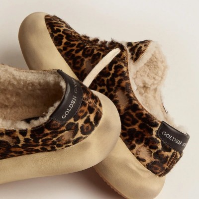 Golden Goose Space-Star Sneaker In Animal-Print Pony Skin With Shearling Lining Golden Goose Space-Star Sneaker In Animal-Print Pony Skin With Shearling Lining